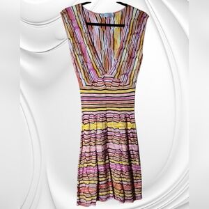 Missoni Vibrant Striped Knit Italian Midi Dress Size 2